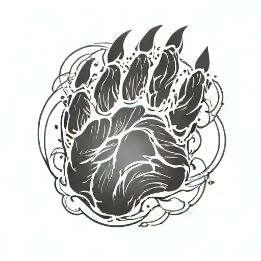 bear paw print surrounded tattoo design idea