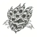 bear paw print surrounded tattoo design idea