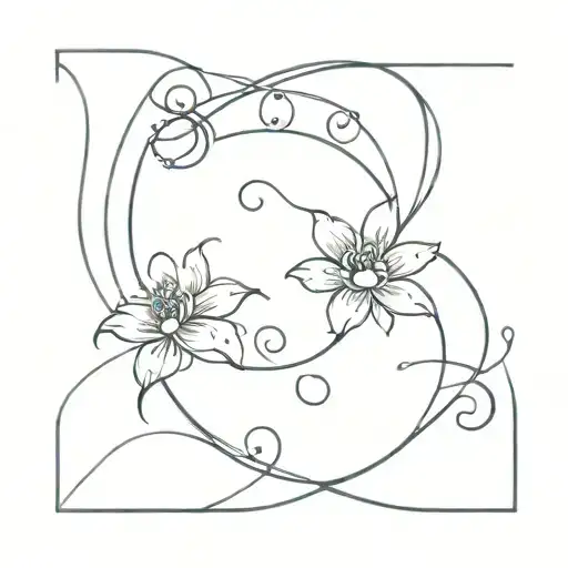 zodiac sign gemini with flower elements tattoo design idea