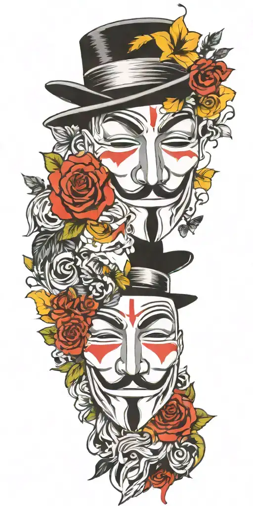 v for vendetta with rorschach watchmen tattoo design idea