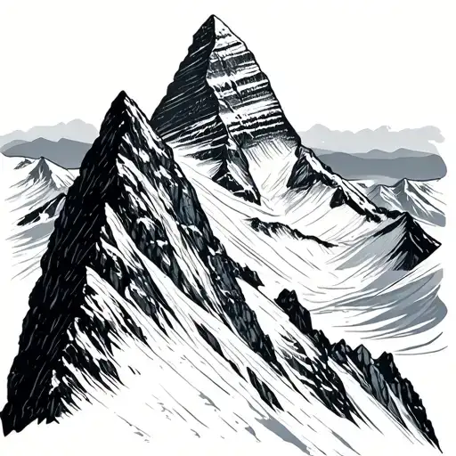 Matterhorn, a climber below facing away tattoo design idea