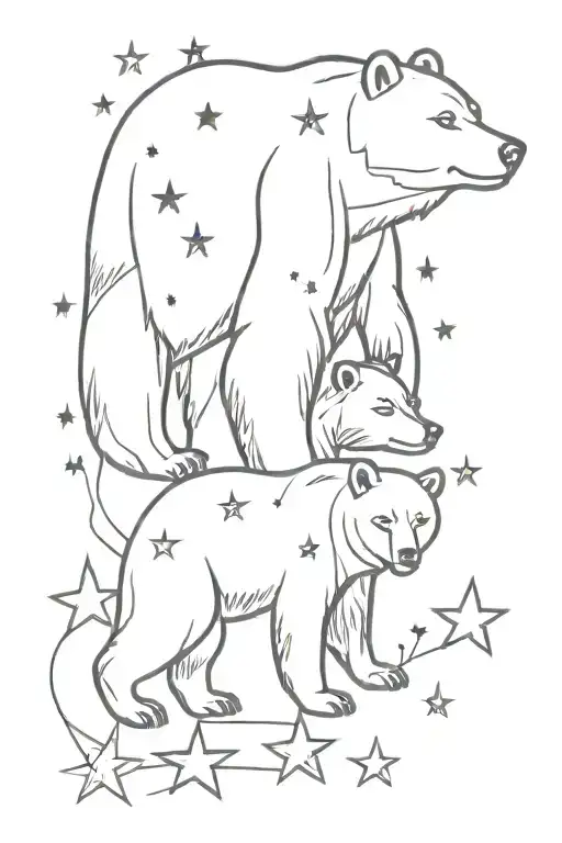mama bear and stars tattoo design idea