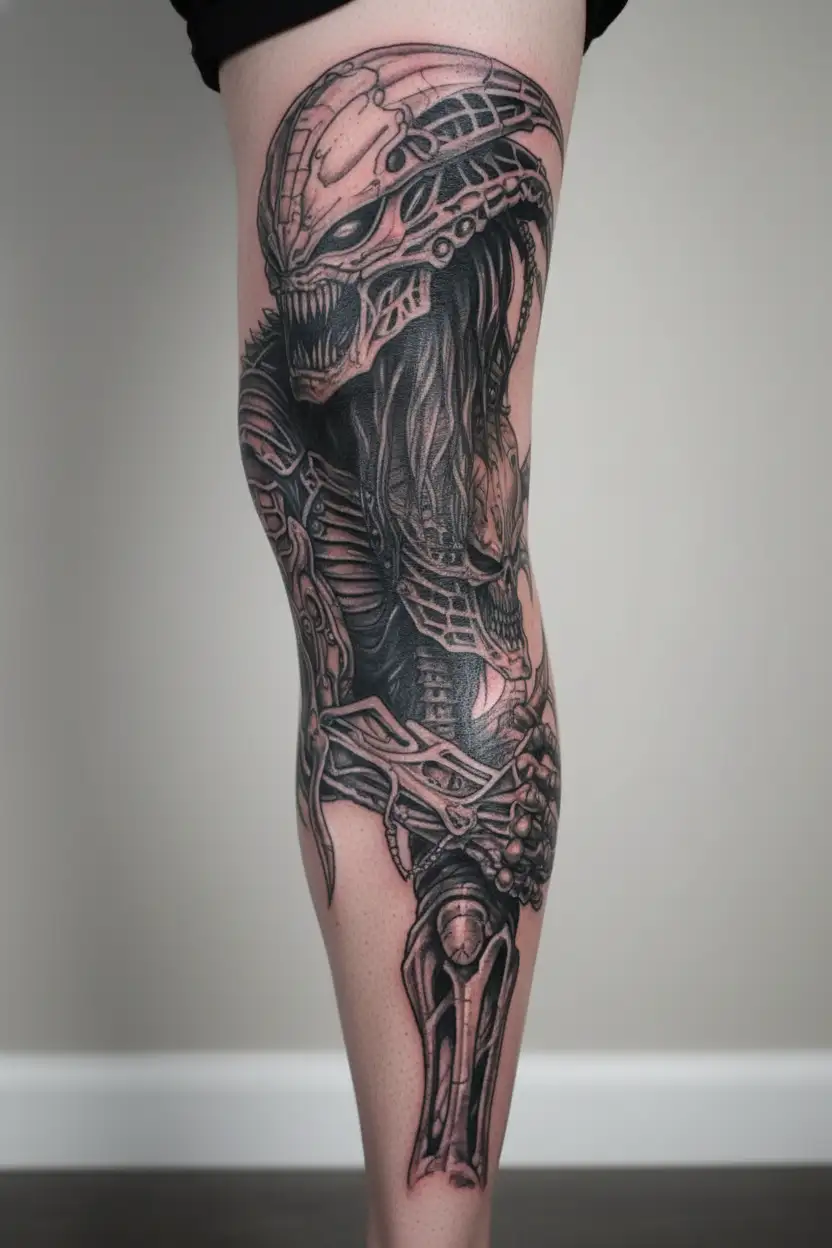 alien vs predator tattoo design idea