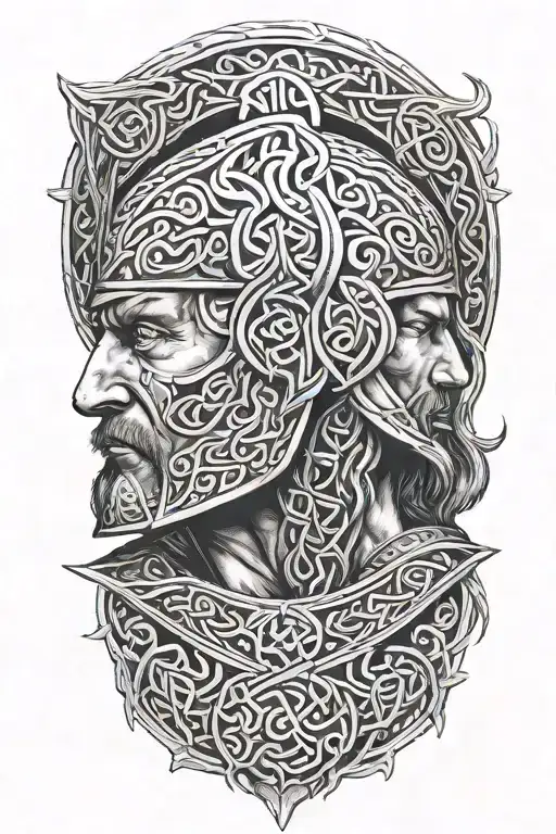 Realistic Celtic warrior tattoo design idea
