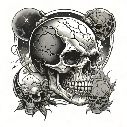 vegetas skull with the moon behind him tattoo design idea