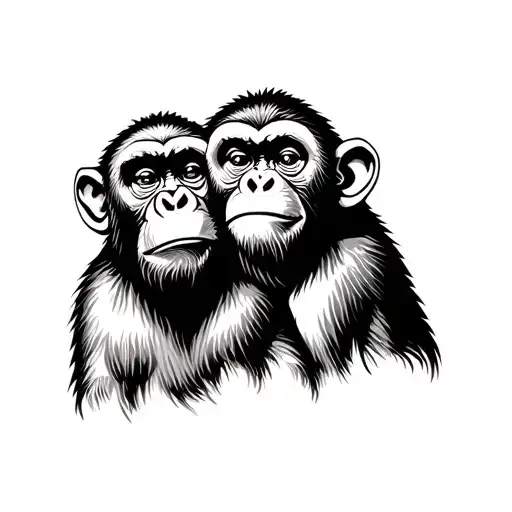 simplified version of the 3 wise monkey, minimalistic tattoo design idea
