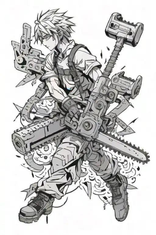 chainsaw man anime tattoo design idea