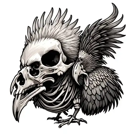 cockfight skeleton  tattoo design idea