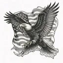 Us flag and eagle soaring tattoo design idea