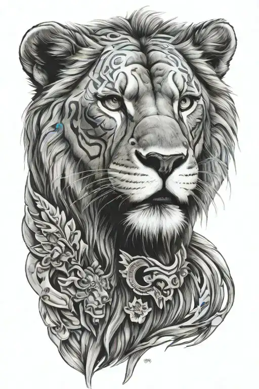 Detroit Lions head one pride under tattoo design idea