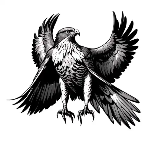 a european red kite with its wings outspred  tattoo design idea