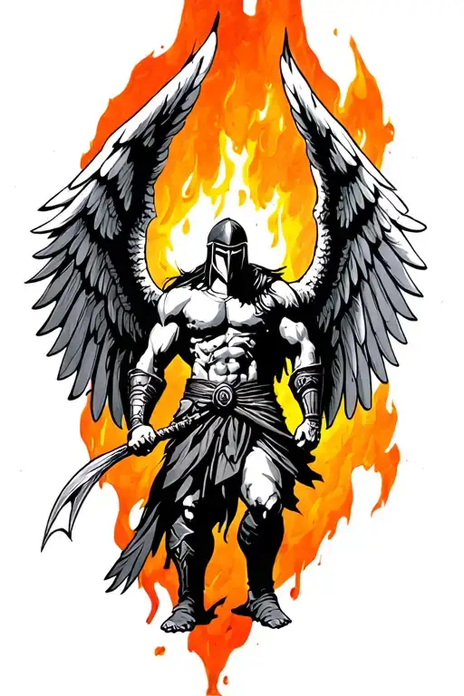 spartan warrior with wings tattoo design idea