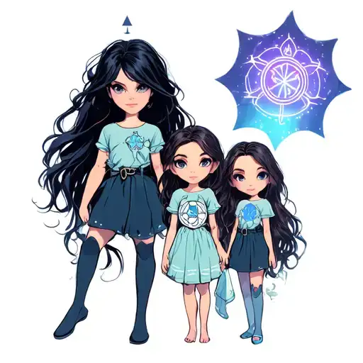 In memory of my daughter Kaylee and incorporating my daughters Cassandra and Ashley with protection symbols tattoo design idea