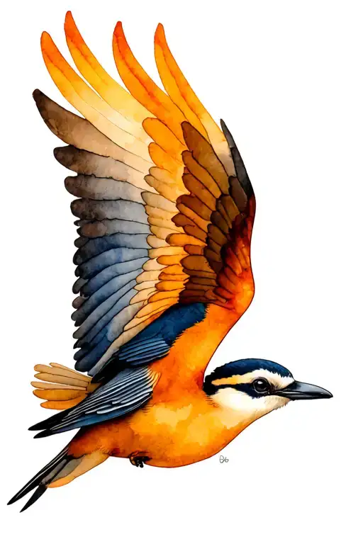 kookaburra wings spread tattoo design idea