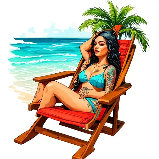Wendy Thomas in beach chair tattoo design idea
