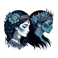 Lada goddess of love and beauty with Veles god of wisdom and magic from Polish Slavic mythology  tattoo design idea