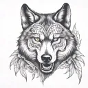 wolf bite face tattoo design idea