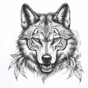 wolf bite face tattoo design idea