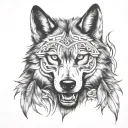 wolf bite face tattoo design idea