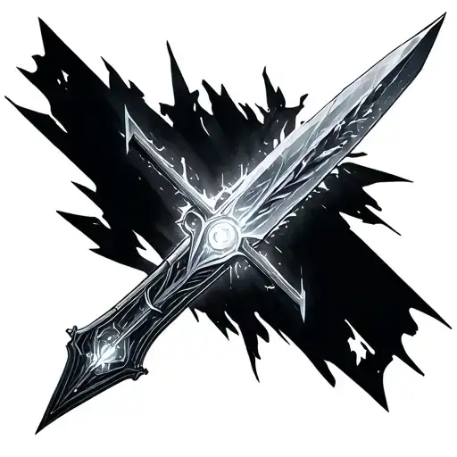 halo energy sword made of cathedral glass tattoo design idea