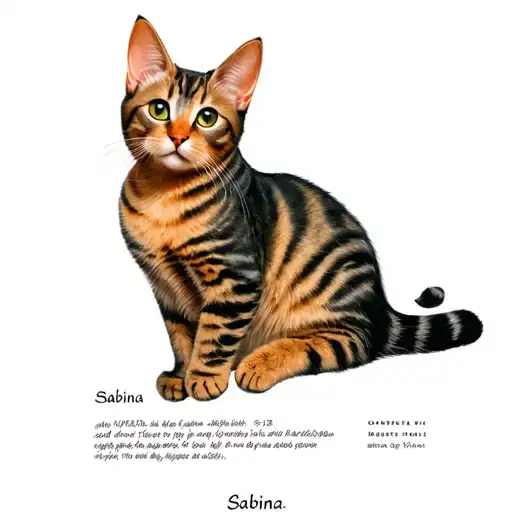 "Sabina" bengal playful cat tattoo design idea