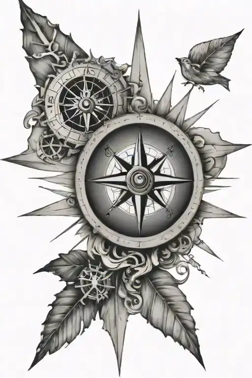 Nautical compass tattoo design idea