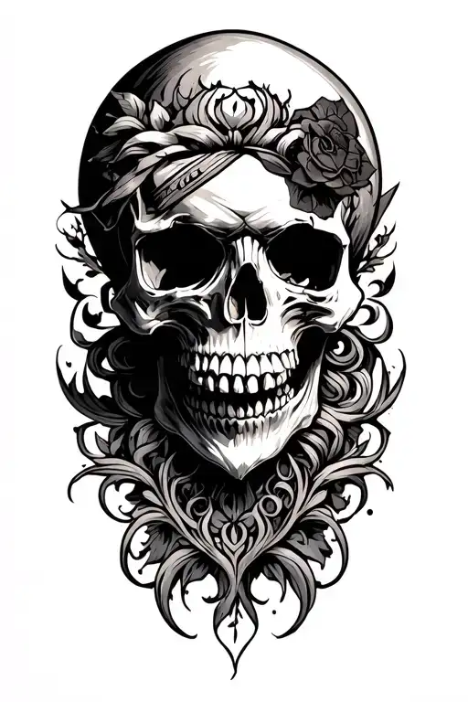 skull half sleeve tattoo design idea