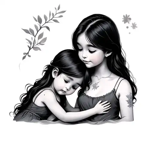 daughter and son born tattoo design idea