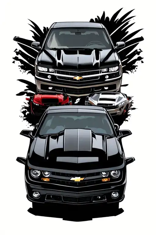 2006 silverado and 3rd gen camaro tattoo design idea