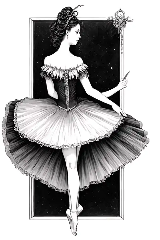 gothic ballerina lost soul leaving the body tattoo design idea
