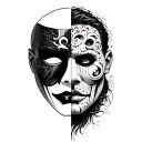 two face mask tattoo design idea