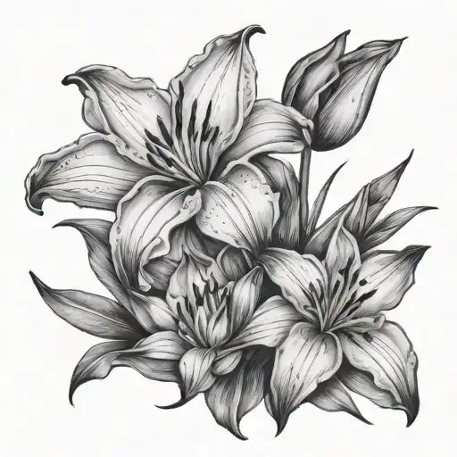 Lily And Tulip tattoo design idea