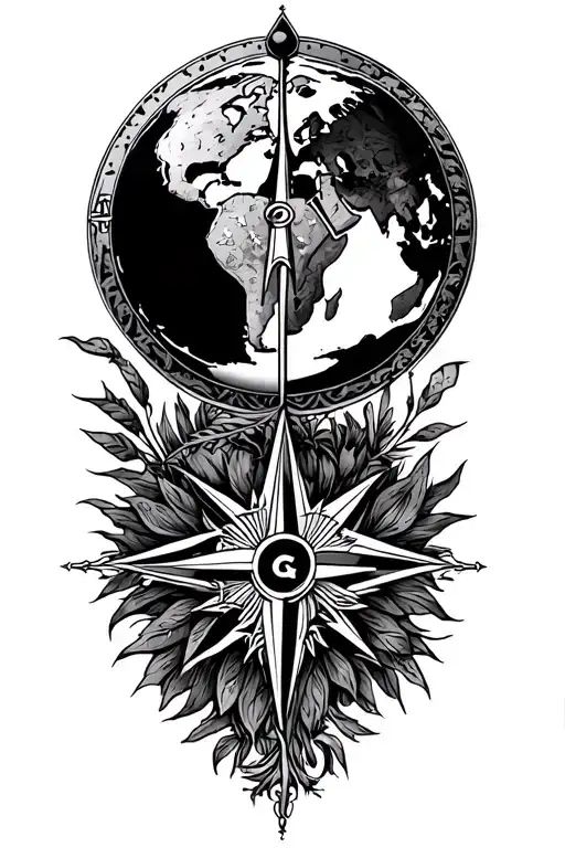 Scottish Mandala,Sealife - Compass, World globe, Scottish element -thistle or saltire flag, hold fast sailor, palm tree tattoo design idea