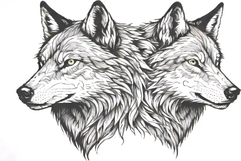 one angry wolf second sad tattoo design idea