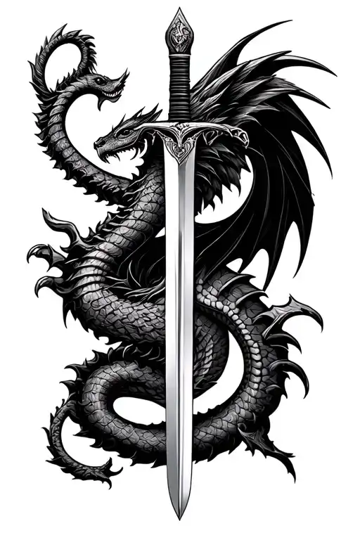 sword of gryffindor with basilisk  tattoo design idea