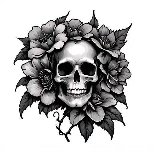 poison tree and flower of death tattoo design idea
