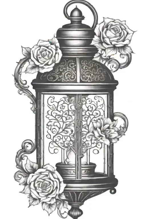 ornate vintage lantern tattoo design idea