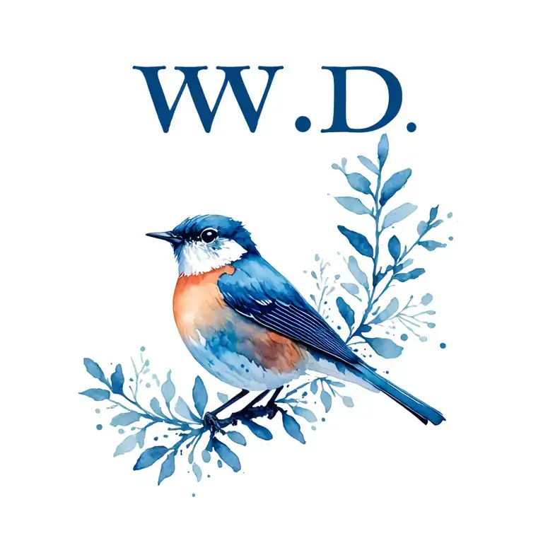 "W.D" Blue Wren tattoo design idea