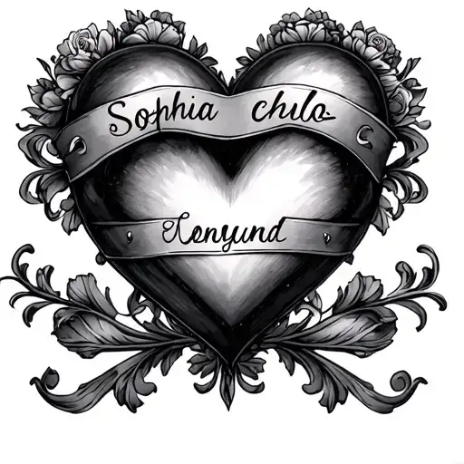 heart with the names Sophia and chloe tattoo design idea