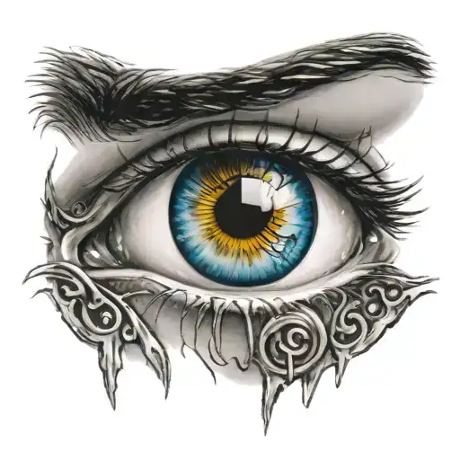 eye with real madrid logo as the pupil  tattoo design idea