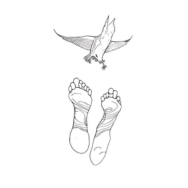 foot prints of donkey hawk and bobcat  tattoo design idea
