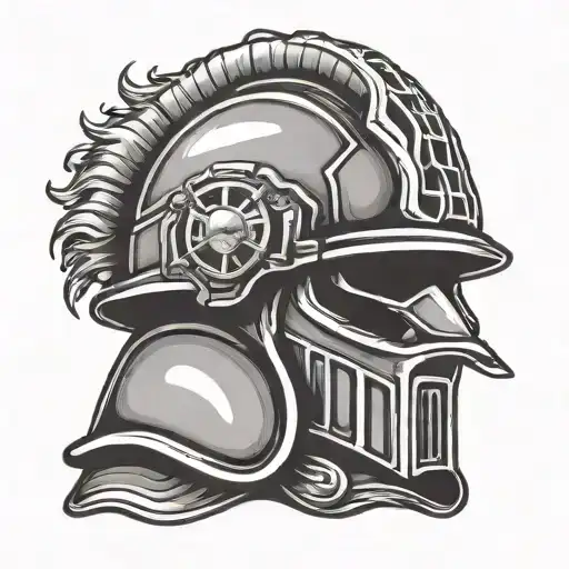 retro fire helmet tattoo design idea
