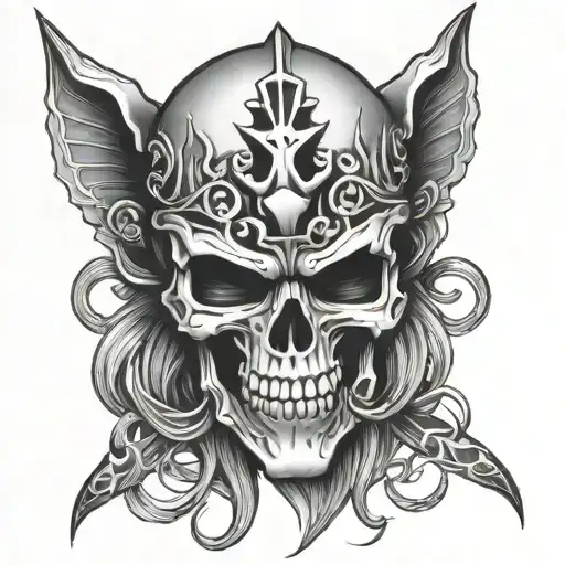 jinx arcane mask skull tattoo design idea