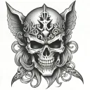 jinx arcane mask skull tattoo design idea