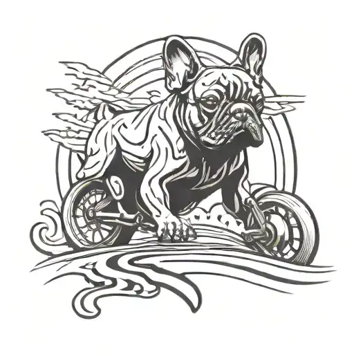 Motocross track shaped like a French Bulldog tattoo design idea