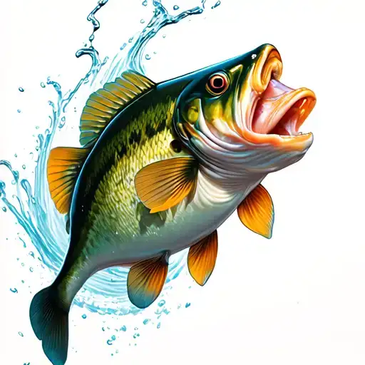 largemouth bass jumping tattoo design idea