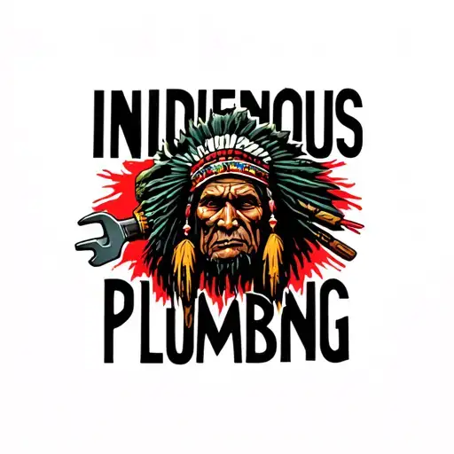 "Indigenous Plumbing " "Indigenous Plumbing " "Indigenous Plumbing " dread lock Native American holding a wrench tattoo design idea
