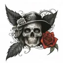 skull with roses and a white gangster girl  tattoo design idea