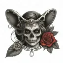 skull with roses and a white gangster girl  tattoo design idea