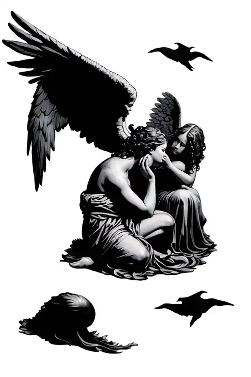 angels doing see no evil speak no evil speak no evil tattoo design idea